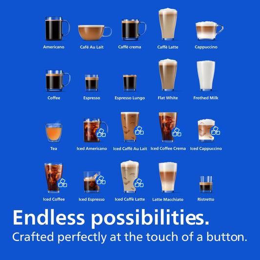 Philips Seria 5500 automatyczny ekspres do kawy – LatteGo system mleczny, 20 gorących i zimnych specjałów kawowych, 40% cichszy dzięki SilentBrew, QuickStart, czarny i srebrny (EP5546/70)